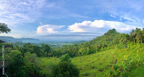 Balinese hills view with blue sky