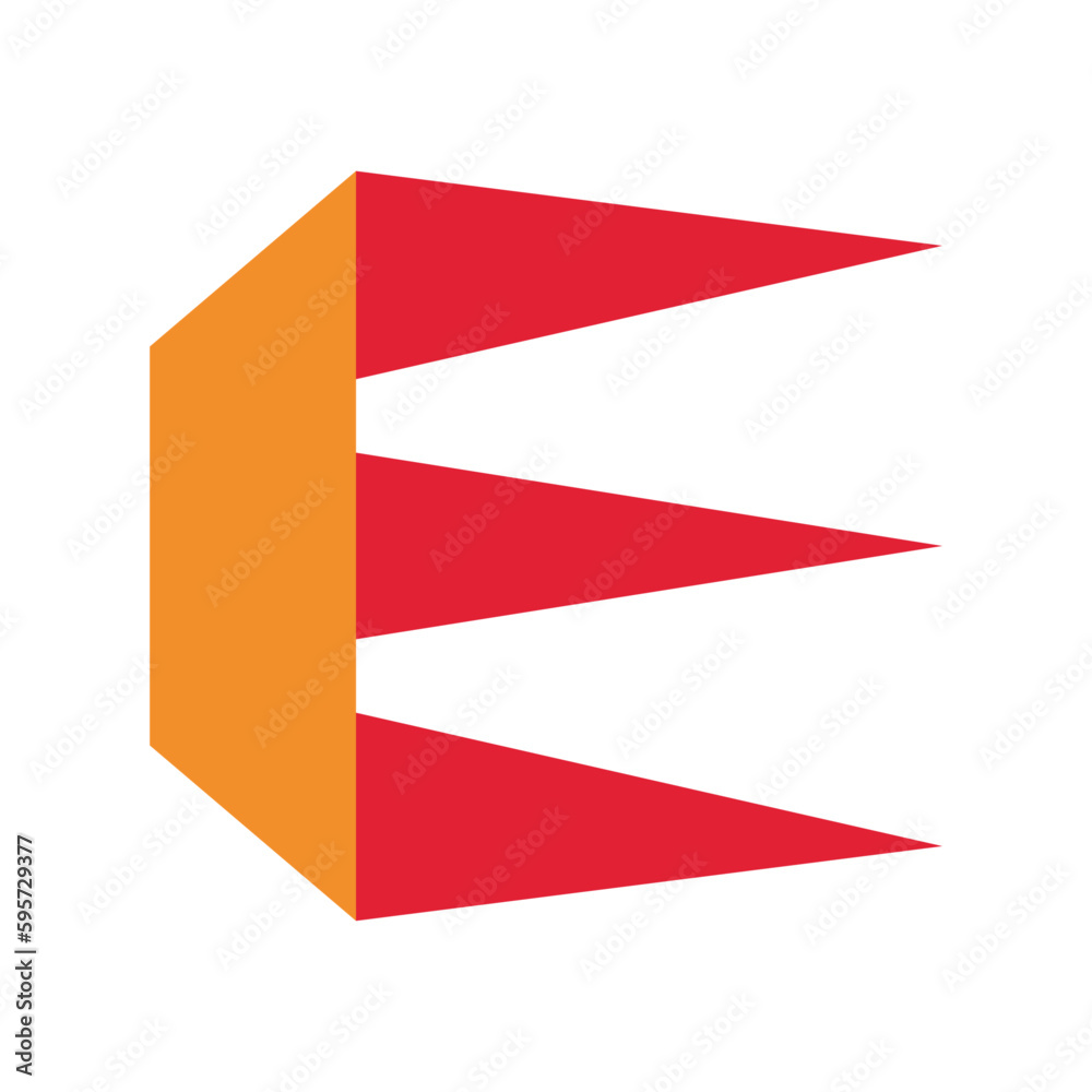 Letter E folded logo template Letter E folded logo template