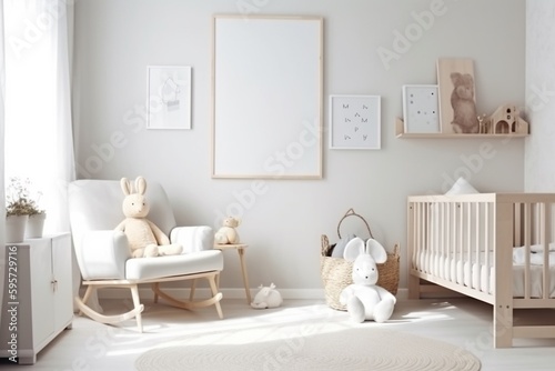 Aesthetic Baby Room Interior Created with Generative AI © dendyh7