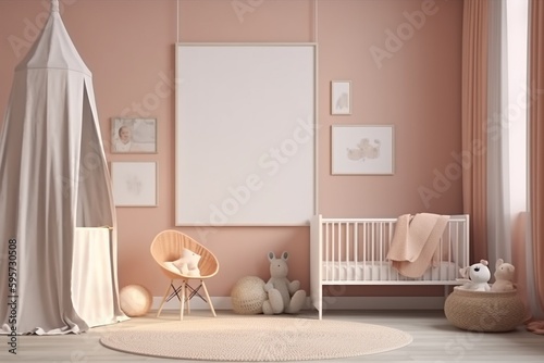 Aesthetic Baby Room Interior Created with Generative AI