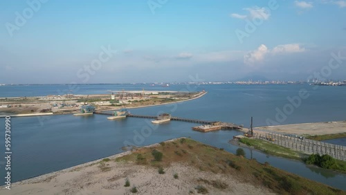 Wallpaper Mural Aerial view Andaman reclamation island in development construction in blue sunny day Torontodigital.ca