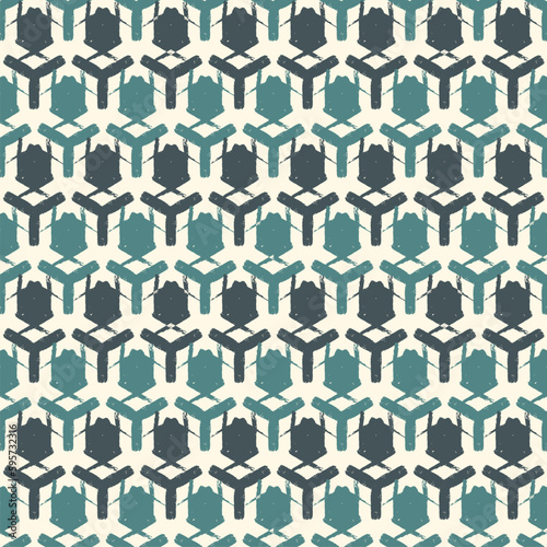 Paint brush geometrical ornament. Seamless pattern. Abstract backdrop. Crosses wallpaper. Geometric background. Ethnic hand drawn motif. Mosaic ornate. Digital paper. Textile print. Vector artwork