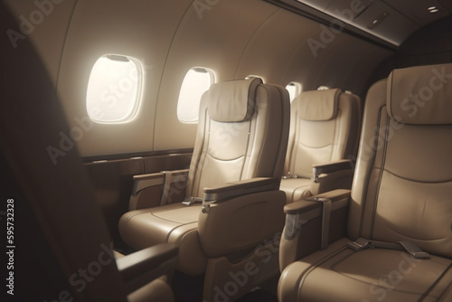 Comfortable Seats and Amenities in First Class Airplane , Generative AI 