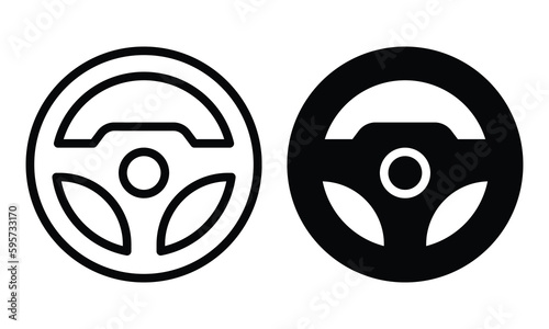 Steering wheel icon with outline and glyph style.
