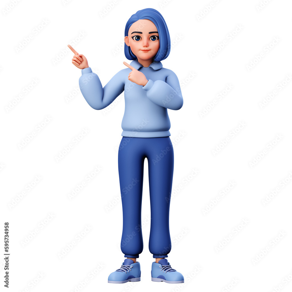 Cute Chubby Cartoon Character With Pointing to left side Gesture using Both Hand, 3D Render Illustration Cute Chubby Cartoon Character With Pointing to left side Gesture using Both Hand, 3D Render Illustration