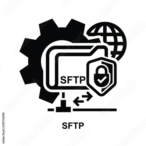 SFTP Icon. Secure file protocol acronym concept isolated on background vector illustration.