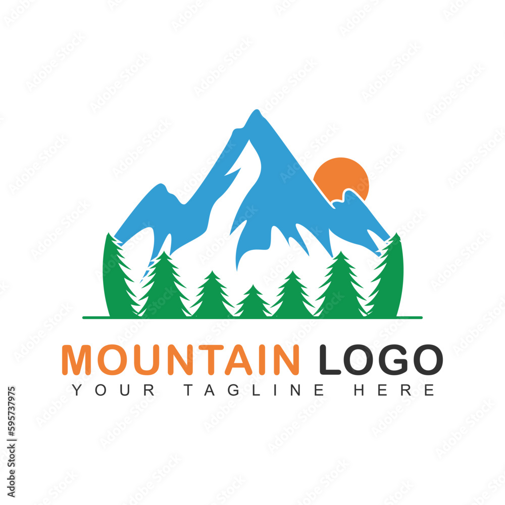 Mountain icon. Mountains logo vector template. Types of climbing logos.