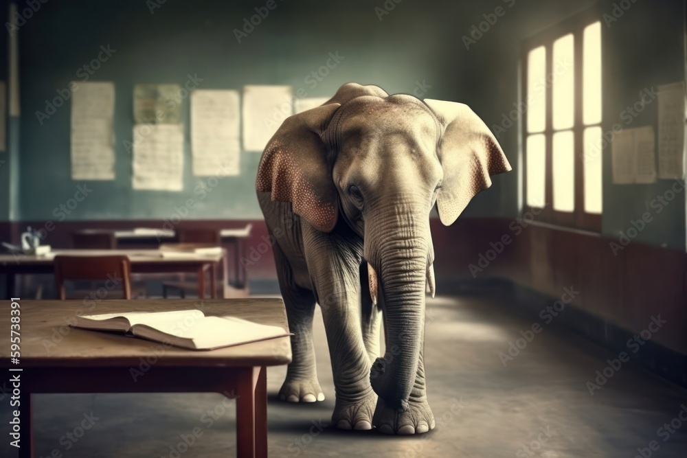 Elephant College Student Getting Educated Generative AI