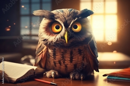 Owl University Student Very Studious Generative AI