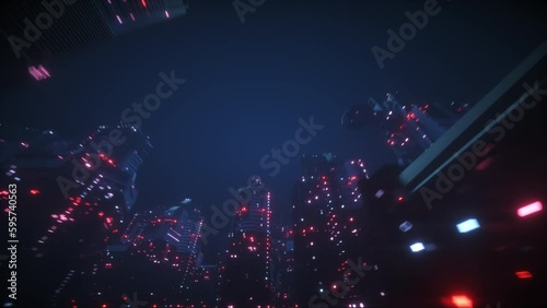 Sci-Fi Night Cyberpunk City Futuristic Background Loop