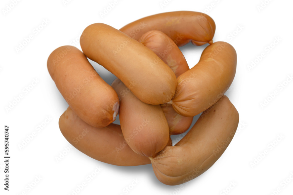 A bunch of sausages on a transparent background. isolated object. A bunch of sausages on a transparent background. isolated object.