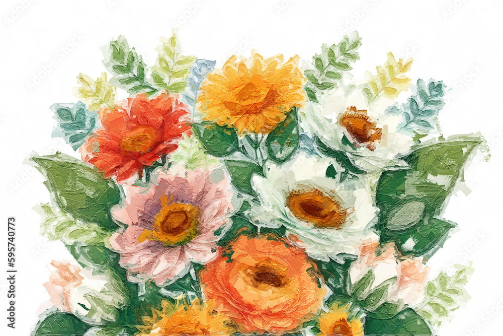 Fototapeta premium Beautiful abstract oil painting flowers and card