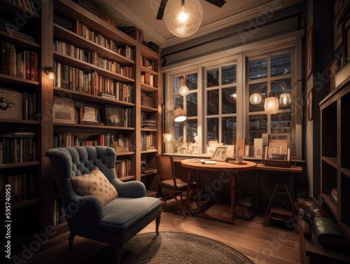 Cozy reading nook with book