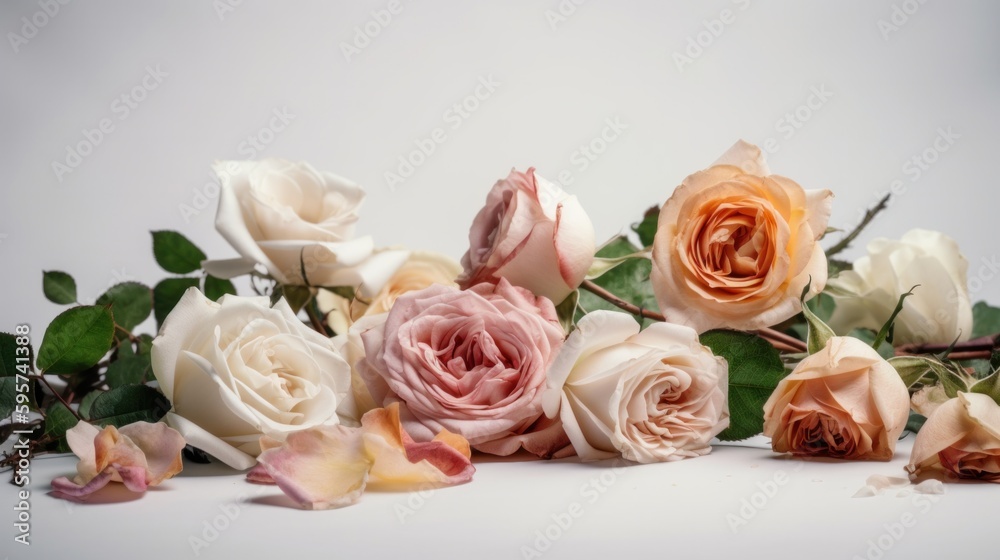 Colorful bouquet of flowers on a white background. Generative AI. Colorful bouquet of flowers on a white background. Generative AI.