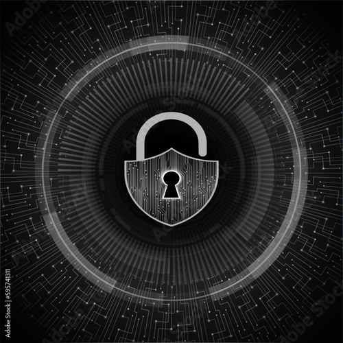 Closed Padlock on digital background, cyber security