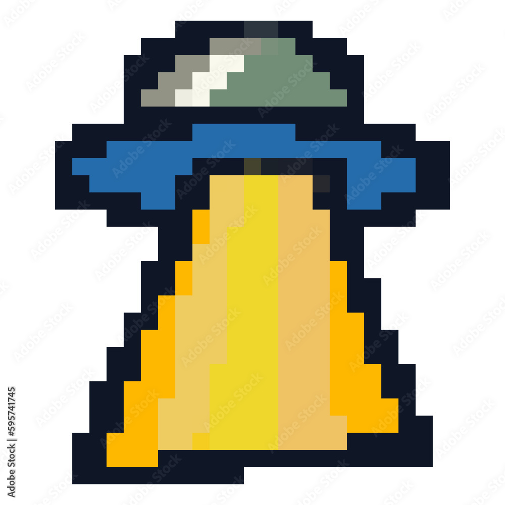 Alien and Space Shuttle Aircraft in Pixel Arts