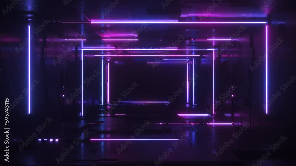 Neon Glowing Futuristic Tunnel Backdrop