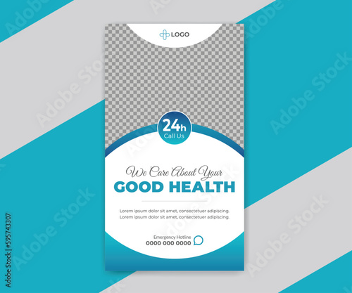 Modern and professional healthcare clinic social media instagram story template design.
