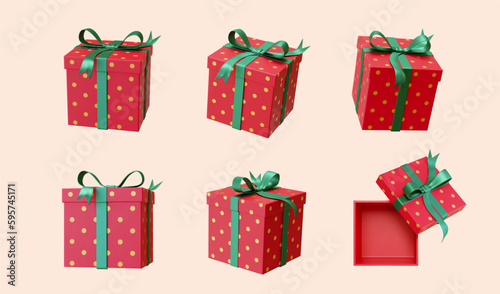 Red polka dots gift boxes set