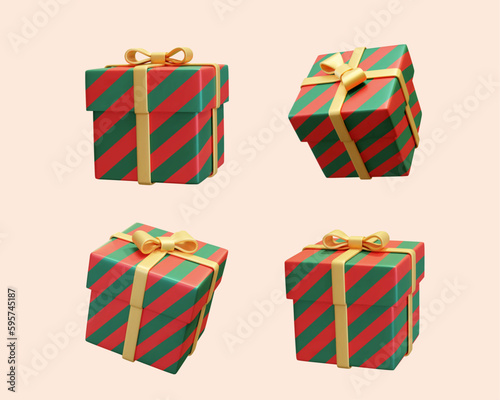 Red green stripes gift box element