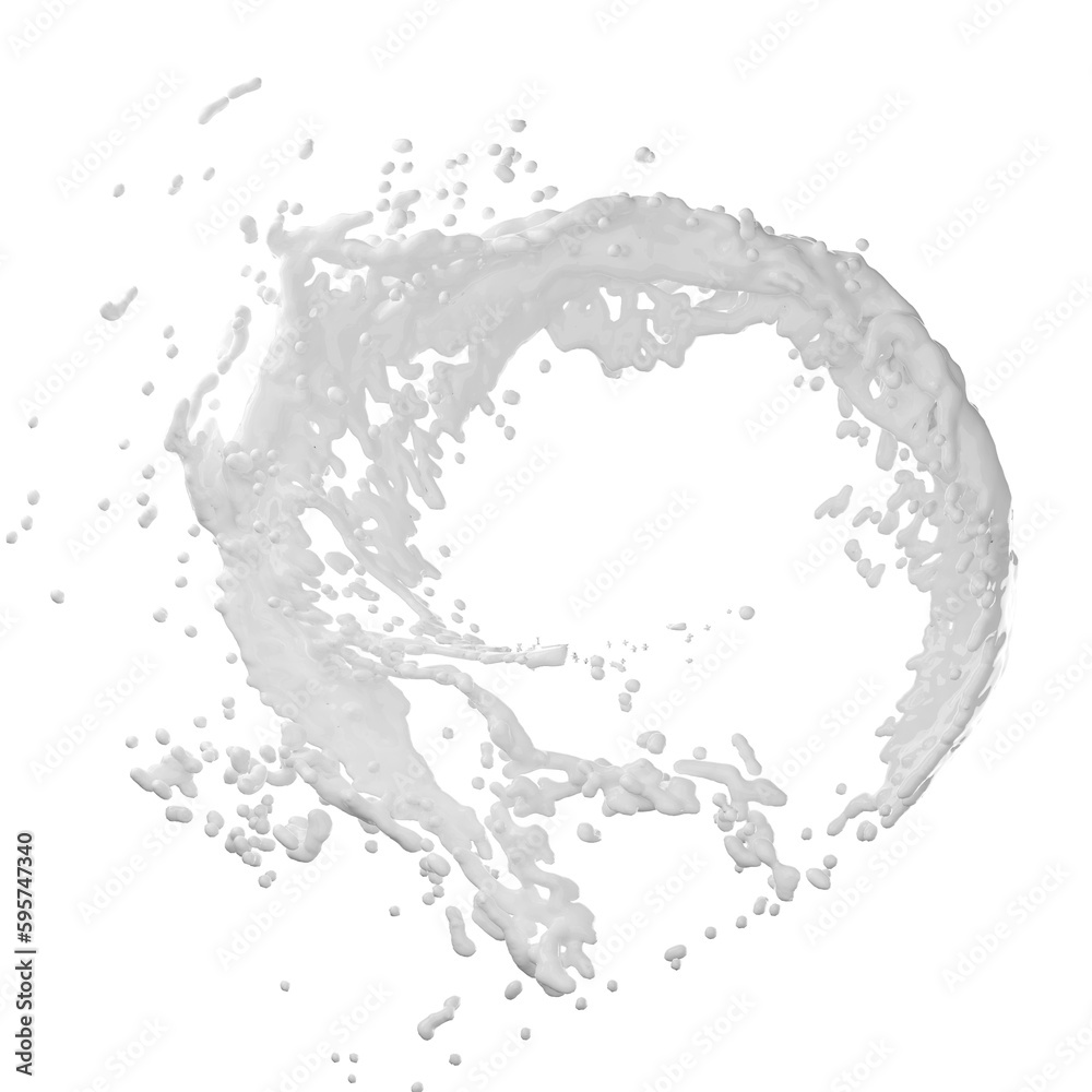 Obraz premium 3d milk ripple splash isolated. 3d render illustration