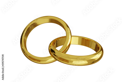 gold rings isolated on white with transparent background. 3D illustration