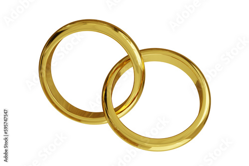 gold rings isolated on white with transparent background. 3D illustration