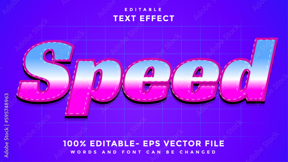 3d Modern Gradient Word Speed Editable Text Effect Design Template, Effect Saved In Graphic Style