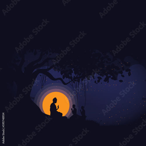buddha night vector moon and black