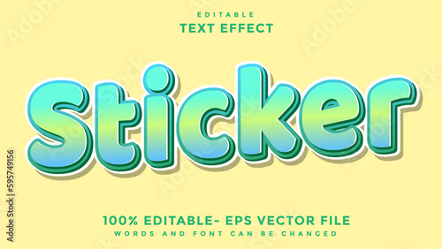 3d Minimal Gradient Word Sticker Editable Text Effect Design Template, Effect Saved In Graphic Style