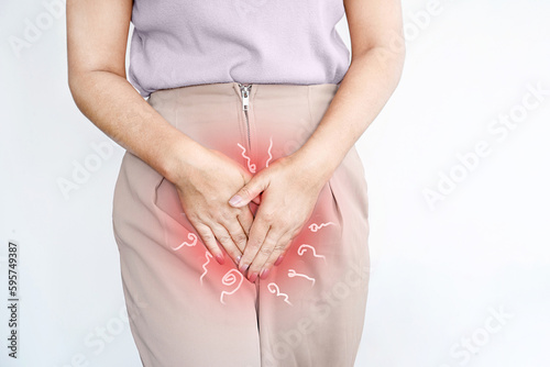 Bacterial Vaginosis, Yeast Infections concept with woman having a problem with Vaginal Odor photo
