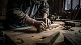 Carpenter working in the carpentry workshop, generative ai