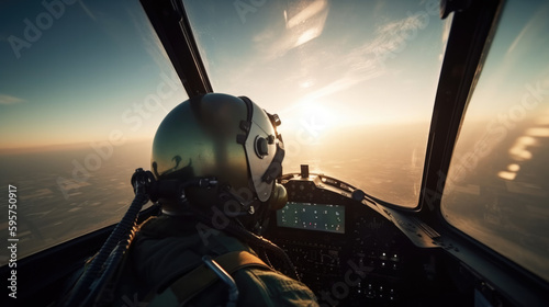 fighter pilot cockpit in the sky, generative ai photo