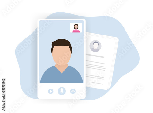 Streamline hiring process with remote video interviews. Connect with job seekers and recruitment agencies online. Efficient and convenient HR solution for the digital age. Isolated on white background