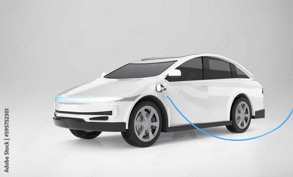 Ev car or electric vehicle charge battery plug in with recharging station Ev car or electric vehicle charge battery plug in with recharging station