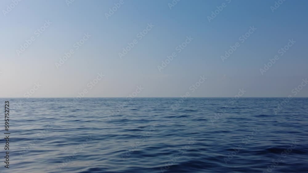 Looking At The Sea Horizon While Moving In A Ferry Off The Coast Of Italy - POV Looking At The Sea Horizon While Moving In A Ferry Off The Coast Of Italy - POV