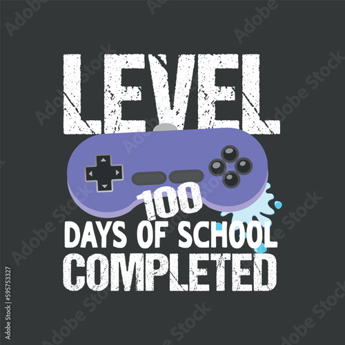 Level 100 Days Of School Unlocked Gamer Video Games Boys T-Shirt design vector vector, level days, funny 100th day t shirts store, 100th day, school celebrate, days smarter, cute days, funny 100th day