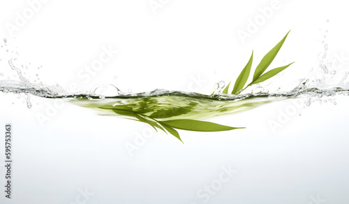 Tea leaf flying on a white background, Generative Ai