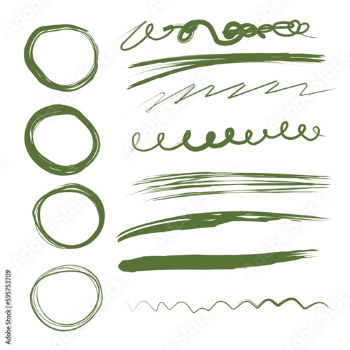 highlighter circle, abstract doodle writing design, brush outline, underline