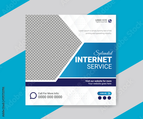 Super internet service social media post or web promotional banner design square flyer template
