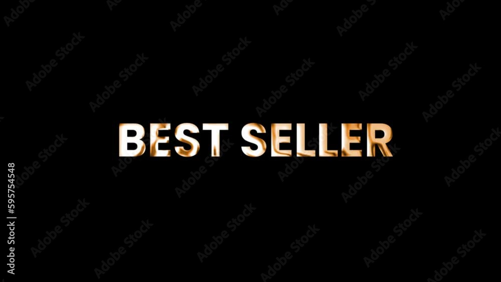 Best seller cinematic announcement golden text animation on black background. Promote advertising concept.	