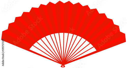 red fan on a white background