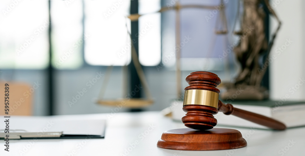 Wooden judge gavel on the table, copy space. Wooden judge gavel on the table, copy space.