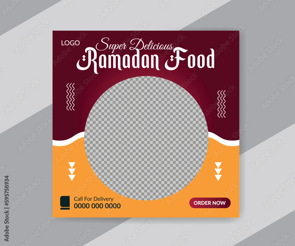 Fototapeta premium Ramadan food menu social media and web promotion banner post template design 