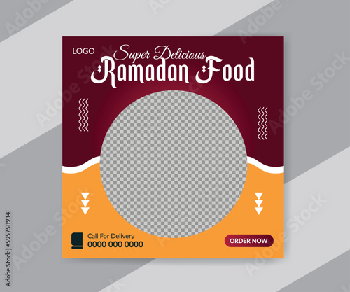 Ramadan food menu social media and web promotion banner post template design
