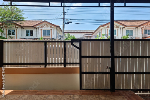 front gate on design background photo