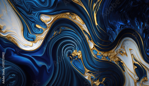 Blue and gold marble background, elegant and modern abstract background created using generative AI Tools
