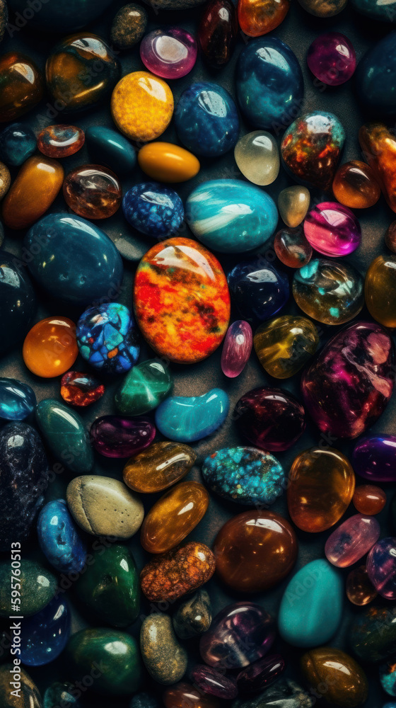 Colorful and Magical Stones Pattern Background created using generative AI tools