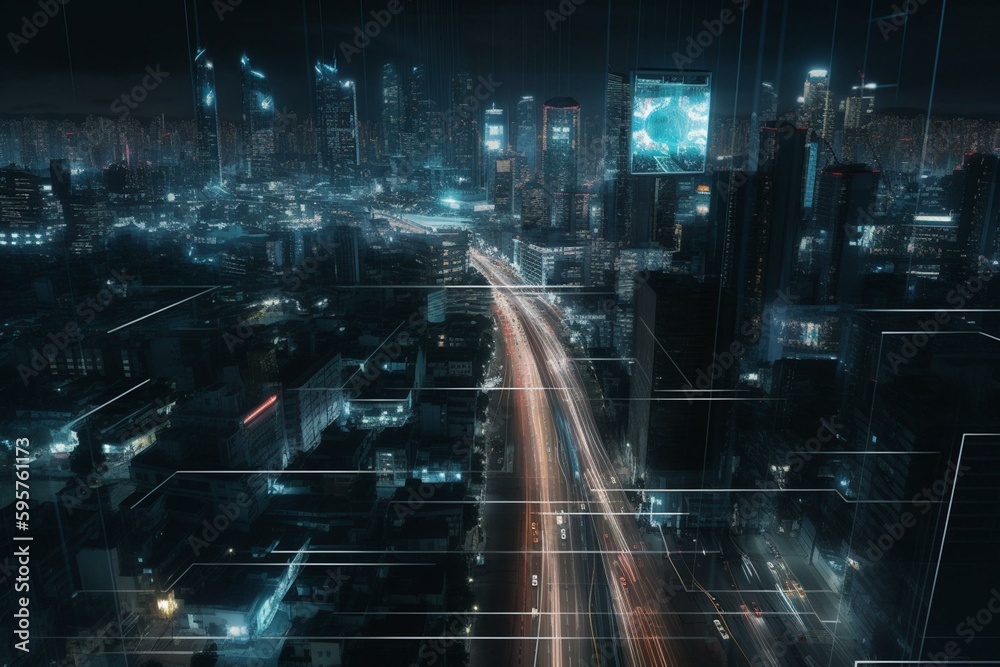 AI-made city. Is reality a simulation. Generative AI