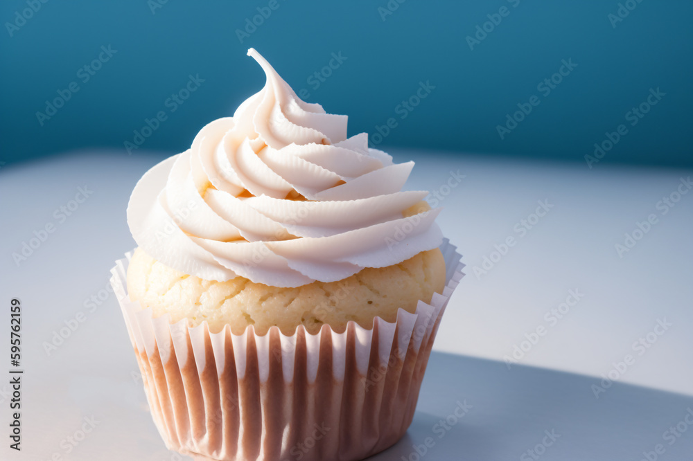 Cupcake on table with background, Generative AI